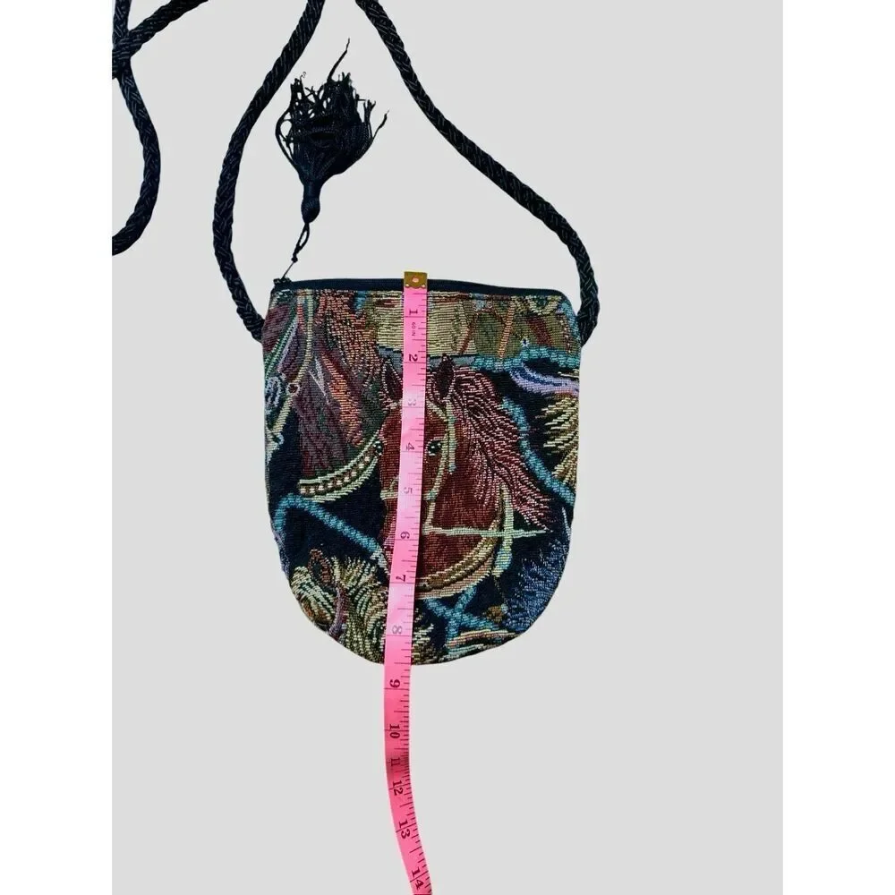 Vintage Dancing Cat Horse Tapestry Cross Body Bag